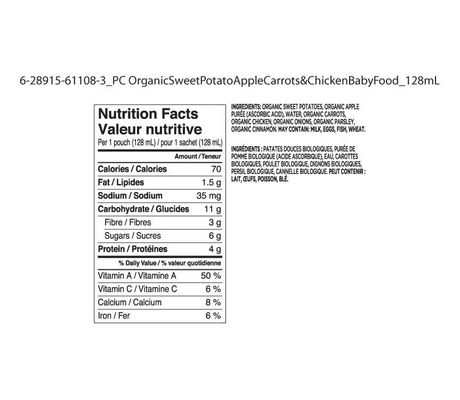 Puree Pour Bebe Biologique Patate Douce Pomme Carottes Et Poulet Le Choix Du Parent Walmart Canada