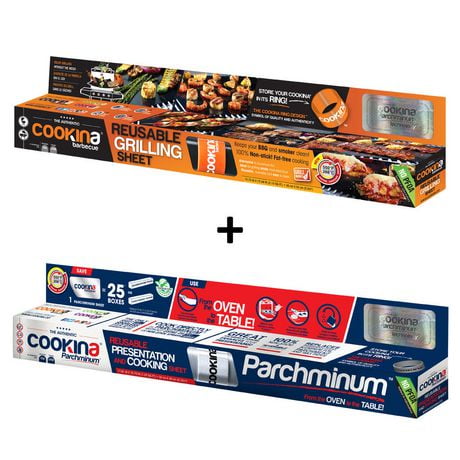 COOKINA Barbecue-Grilling Sheet & Parchminum Presentation Sheet Combo Pack