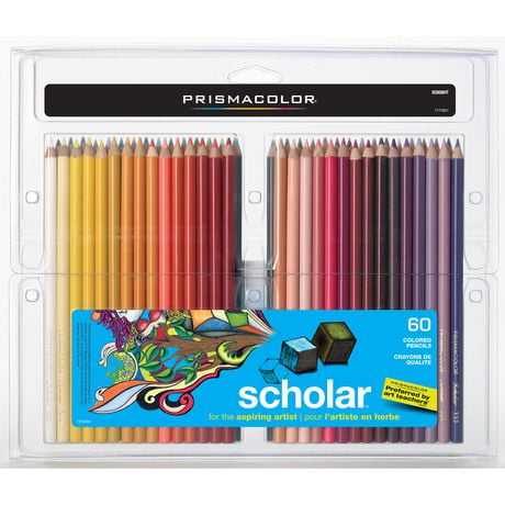 Prismacolor Scholar Coloured Pencils, Assorted Colours, 60 Count, Colouring Pencils