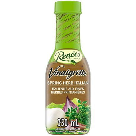 Renée’s Spring Herb Italian Vinaigrette, Renée’s vinaigrette delivers an exceptional homemade flavour that will complement your meals! Our spring herb Italian vinaigrette has a delicate, flavourful taste and has no artificial colours or flavours.
