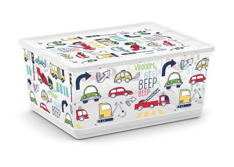 Mainstays Kids Beep Beep Car Design Reusable Storage Bin with Snap Lid ...