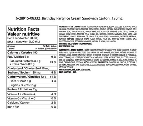 Ice Cream Sandwich Nutrition Labels - Blog Dandk
