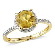 Tangelo 1.25 Carat T.G.W. Citrine and Diamond-Accent 10 K Yellow Gold Halo Ring