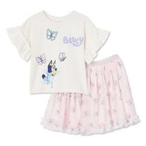 Bluey Toddler Girls' Skirt 2-Piece Set, Sizes 2T-5T