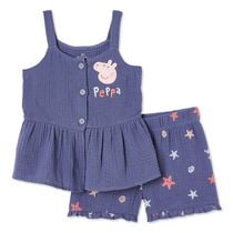 Peppa Pig Toddler Girls' Crinkled 2-Piece Set, Sizes 2T-5T