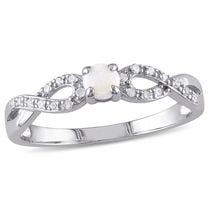 Asteria 0.10 Carat T.G.W. Opal and 0.10 Carat T.W. Diamond Sterling Silver Infinity Ring