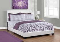 Monarch Specialties Leather-Look White Bed Frame