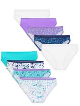 Fruit of the Loom Girls 100% Ringspun Cotton Bikinis, 9-Pack