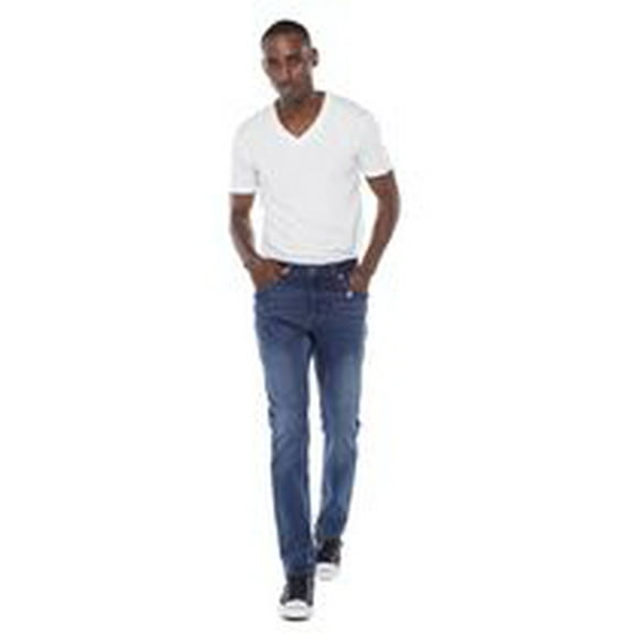 Jeaniologie™ Jean coupe droite 5 poches pour homme Jeaniologie MC | Délavé moyen 28 -38