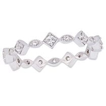 Miabella 1/2 Carat T.G.W. Created White Sapphire 10 K White Gold Anniversary Ring