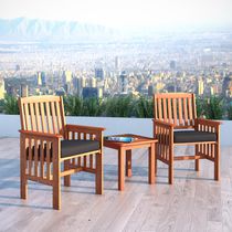 CorLiving Miramar Hardwood Outdoor Chair and Side Table Set