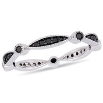 Asteria 1/4 Carat T.W. Black Diamond 10 K White Gold Eternity Anniversary Ring