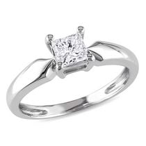 Miabella 1/2 Carat T.W. Diamond 14 K White Gold Solitaire Engagement Ring