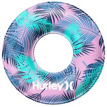 Anneau de bain gonflable Hurley 32,5 po, motif feuille de palmier bleu