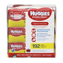Lingettes pour bébés HUGGIES Simply Clean sans parfum, emballages souples