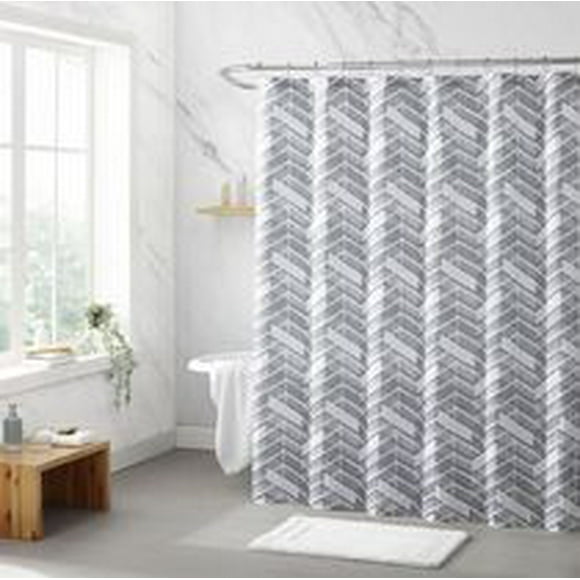 1 rideau de douche en tissu à chevrons