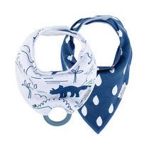 Dr. Brown’s™ Bandana Bib with Snap-On Teether, Dinosaurs and Blue Drops 2 pack