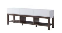 60'' TV Stand with Storage, White/Walnut Oak