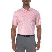 PGA Tour Men's All Over Mini Regimental Palm Printed Short Sleeve Polo Shirt, PGAT Men's Polo