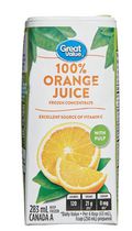 100 % Jus d'orange concentré congelé avec pulpe Great Value