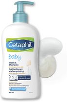 Cetaphil Baby Wash And Shampoo with Organic Calendula | Tear Free | Paraben, Colourant and Mineral Oil Free | 400ml Pump