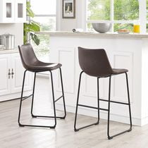 Manor Park Tabourets de cuisine en faux cuir noir - Plusieurs couleurs possible