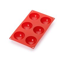 Lekue Semi-Sphere 6 Cavity Silicone Baking Mould, Red