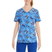 Haut d’uniforme médical à encolure en V Scrubstar pour femme, Papillons picturaux ​