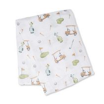 Lulujo - Couverture d'emmaillotage de coton de mousseline de bébé, couverture d'allaitement / poussette - Le golf