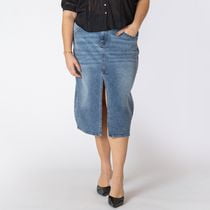 Devoted Women’s Plus size midi denim skirt, Midi denim skirt