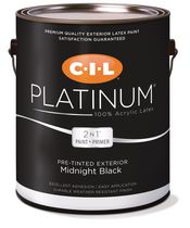 Peinture extérieure préteintée 100 % acrylique CIL® Platinum™, noir minuit/noir, satiné, 3,78 litres