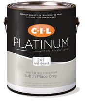 Peinture acrylique d'extérieur préteintée CIL® Platinum™ 2 en 1, Sutton Place Grey/Gris, Semi-lustré, 3,78 Litres
