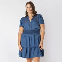 Devoted Taille Plus Femme mini robe en denim à manches courtes Mini robe en denim