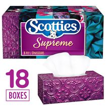 Papiers-mouchoirs Scotties Supreme à 3 épaisseurs, hypoallergéniques et approuvés par les dermatologues, 18 boîtes, 88 papiers-mouchoirs par boîte