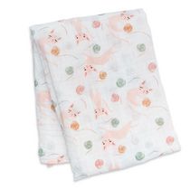 Lulujo - Couverture d'emmaillotage de coton de mousseline de bébé, couverture d'allaitement / poussette - Minou
