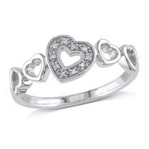 Miabella Diamond Accent Sterling Silver Multi-Heart Ring