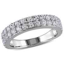 Miabella 1.50 Carat T.G.W. Created White Sapphire Sterling Silver Double-Row Semi-Eternity Ring