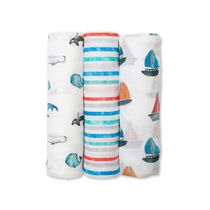 Lulujo - Couvertures en mousseline de bambou pour bébé - Allaitement, Housse de poussette, Cadeau de douche de bébé - En mer