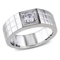 Miabella 0.33 Carat T.G.W. Created White Sapphire Sterling Silver Fashion Men's Ring