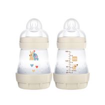 Biberon anti-coliques MAM Easy Start, 160 ml (2 unités), produits essentiels pour nouveau-né, biberons à débit lent avec tétine en silicone, biberons unisexes pour bébé