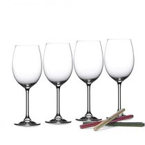 Vinum - Verre universel à vin rouge 450 ml - Ensemble de 4. En prime, 3 marqueurs de Noël pour verre à vin aux couleurs assorties