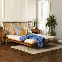 Manor Park Grand lit moderne en bois avec barreaux - Plusieurs couleurs possible