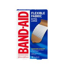 Pansements en tissu flexible de marque BAND-AID® pour une protection confortable des plaies et coupures mineures, 10 pansements très grands