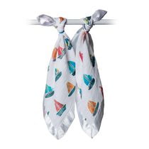 Lulujo - Baby Security Blanket Lovie Cotton Muslin with Satin Trim