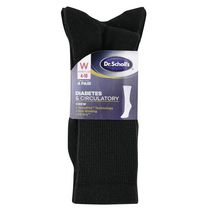 Dr.Scholl's Ladies Diabetic and Circulatory Crew Socks - 4 Pair Pack - Black- soft, non-binding top and with temperature regulating technology