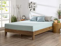 Zinus 12 Inch Deluxe Wood Platform Bed / Wood Slat Support / Box Spring Not Required / Easy Assembly, Rustic Pine