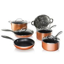 Gotham Steel batterie de cuisine antiadhésive en aluminium à surface texturée, 10 pièces