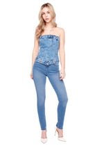 Jeaniologie ™ Jeans skinny taille moyenne pour femmes | Lavage vintage
