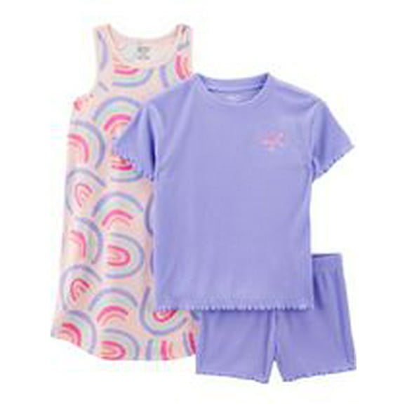 Carter's Child of Mine Kid Girls' Purple Rainbow 3PC PJs, Sizes 4-10