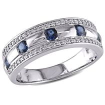 Tangelo 3/4 Carat T.G.W. Sapphire And 1/4 Carat T.W. Diamond 10 K White Gold Men's Ring